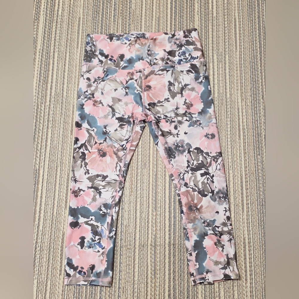 RBX Women's Floral Leggings - Pink, Blue, Gray Capri